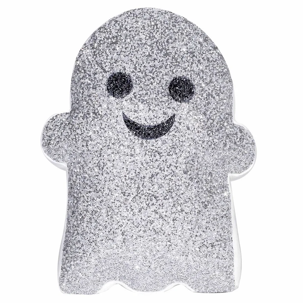 Sparkles Luminous Ghost Shaped Rhinestone Halloween Throw Pillow Bling Sparkly